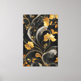 Elegante Art Nouveau Gouden Flora Canvas Afdruk