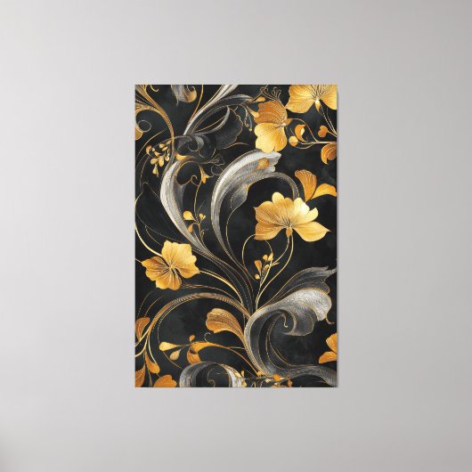 Elegante Art Nouveau Gouden Flora Canvas Afdruk (Voorkant)