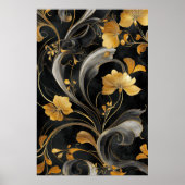 Elegante Art Nouveau Gouden Flora Poster (Voorkant)