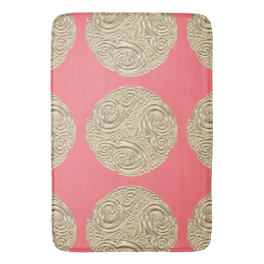 Elegante art nouveau gouden perzik rond medaillon badmat (Voorkant Verticaal)