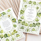 Elegante Art Nouveau groen gebladerte bruiloft Kaart