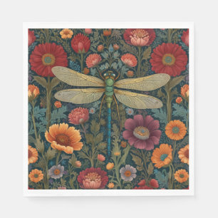 Elegante art nouveau herfst bloem Libelle Servet