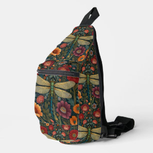 Elegante art nouveau herfst bloemige Libel Sling Bag