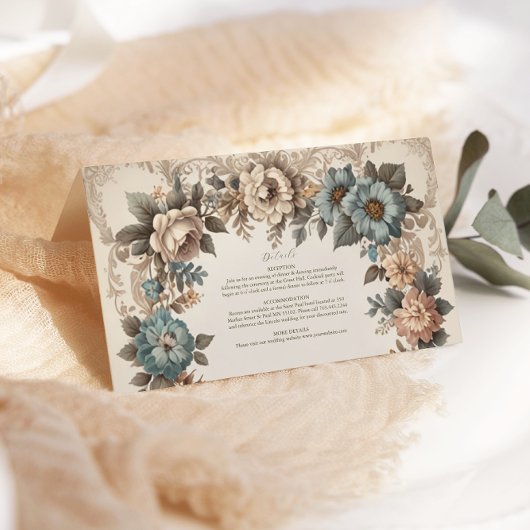 Elegante Art Nouveau huwelijksuitnodiging Informatiekaartje