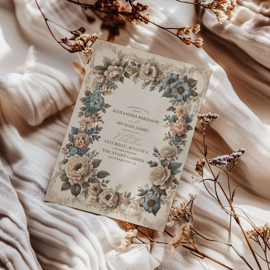 Elegante Art Nouveau huwelijksuitnodiging Kaart