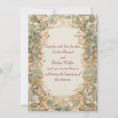 Elegante Art Nouveau huwelijksuitnodiging met bloe Kaart (Achterkant)