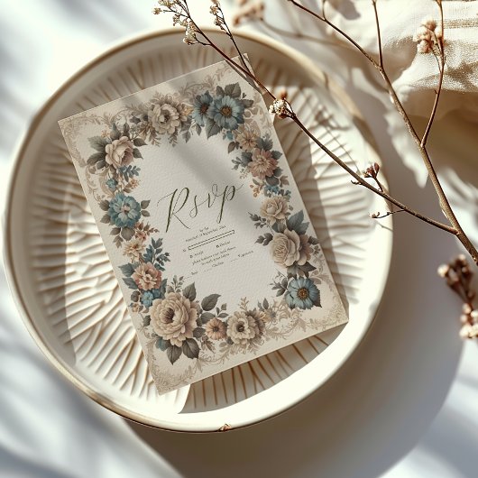 Elegante Art Nouveau huwelijksuitnodiging RSVP Kaartje