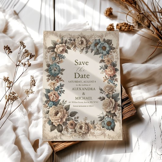 Elegante Art Nouveau huwelijksuitnodiging Save The Date