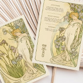 Elegante Art Nouveau Iris Bloemen Godin Menu Kaart