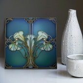 Elegante Art Nouveau Iris Bloom Keramische Tegel Tegeltje