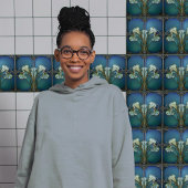 Elegante Art Nouveau Iris Bloom Keramische Tegel Tegeltje