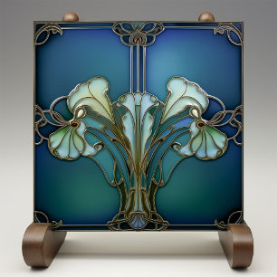 Elegante Art Nouveau Iris Bloom Keramische Tegel Tegeltje