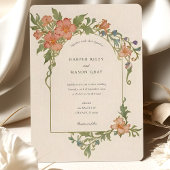 Elegante Art Nouveau Iris Floral Wedding Kaart