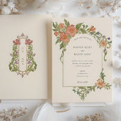 Elegante Art Nouveau Iris Floral Wedding Kaart