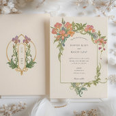 Elegante Art Nouveau Iris Floral Wedding Kaart