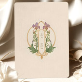 Elegante Art Nouveau Iris Floral Wedding Kaart