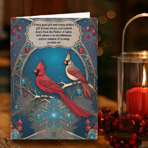 Elegante Art Nouveau Kardinalen Christelijk Kerst Kaart