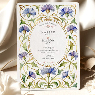 Elegante Art Nouveau Korenbloem Gouden Bruiloft Kaart