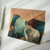 Elegante Art Nouveau Lady in Moonlight Kaart