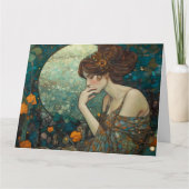 Elegante Art Nouveau Lady in Moonlight Kaart (Voorkant)