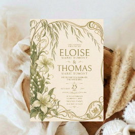 Elegante Art Nouveau lelie bruiloft vintage botani Kaart