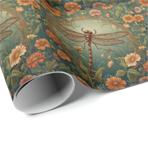 Elegante Art Nouveau lente groene Libel Cadeaupapier