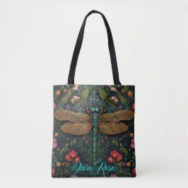 Elegante art nouveau libel boho botanische tote bag