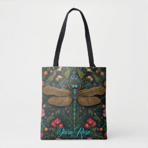 Elegante art nouveau libel boho botanische tote bag