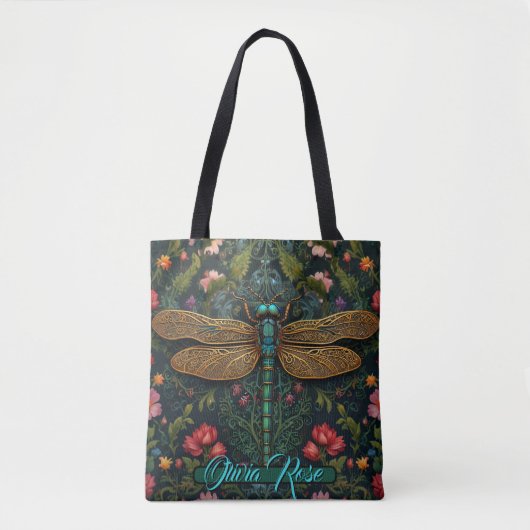 Elegante art nouveau libel boho botanische tote bag (Voorkant)