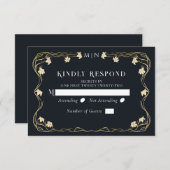 Elegante Art Nouveau Lilly bruiloft RSVP Kaartje (Voorkant / Achterkant)
