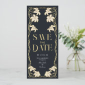 Elegante Art Nouveau Lily Save the Date Kaart (Staand voorkant)