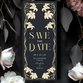 Elegante Art Nouveau Lily Save the Date Kaart