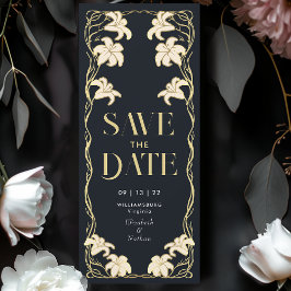 Elegante Art Nouveau Lily Save the Date Kaart