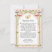 Elegante Art Nouveau met Ringen Bruiloft Bedankkaart (Voorkant)