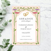Elegante Art Nouveau met Ringen Bruiloft Save The Date