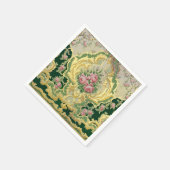 Elegante Art Nouveau Metaal Goud Roze Rozen Eettaf Servet (Hoek)