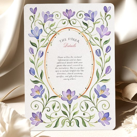 Elegante Art Nouveau Paarse Freesia's bruiloft Kaart