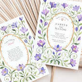 Elegante Art Nouveau Paarse Freesia's bruiloft Kaart