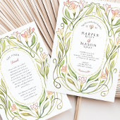 Elegante Art Nouveau Peach Lily bruiloft Kaart