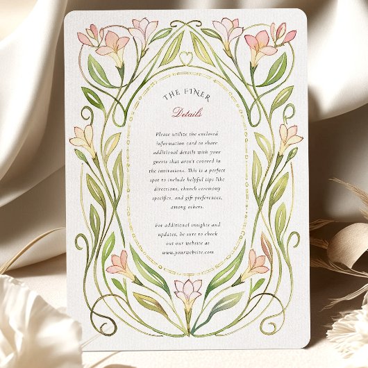 Elegante Art Nouveau Peach Lily bruiloft Kaart