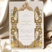 Elegante Art Nouveau Peacock Bruiloft Kaart