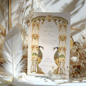 Elegante Art Nouveau Peacock Bruiloft Kaart