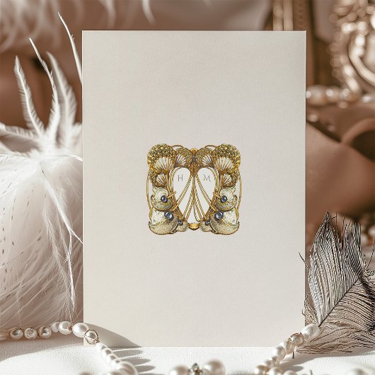 Elegante Art Nouveau Peacock Bruiloft Kaart