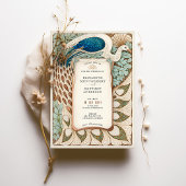 Elegante Art Nouveau Peacock Bruiloft Kaart
