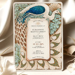 Elegante Art Nouveau Peacock Bruiloft Kaart<br><div class="desc">Deze prachtige Art Nouveau huwelijksuitnodiging toont een ingewikkelde pauw illustratie met elegante, vloeiende veren in diepe blues, zachte greens en warme gouden kleuren. Geïnspireerd door de luxueuze esthetiek van het begin van de 20e eeuw, voegen het botanische lijst en de delicate detaillering een verfijnde, toets toe. De uitnodiging combineert fijne...</div>