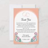 Elegante Art Nouveau Perzik Kleur Bruiloft Bedankkaart (Voorkant)