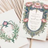 Elegante Art Nouveau pioenen bruiloft uitnodiging