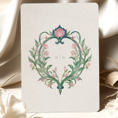 Elegante Art Nouveau pioenen bruiloft uitnodiging