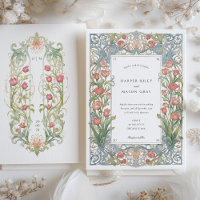 Elegante Art Nouveau rode tulpen bruiloft