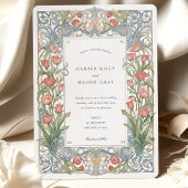 Elegante Art Nouveau rode tulpen bruiloft Kaart